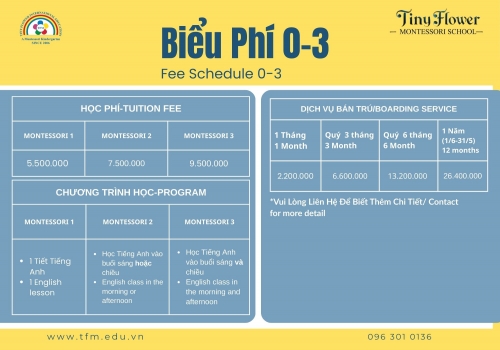 Biểu Phí Montessori 0 - 3 Tuổi