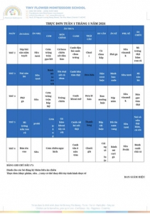 WEEKLY MENU  - WEEK 1 ( JANUARY - 2026)
