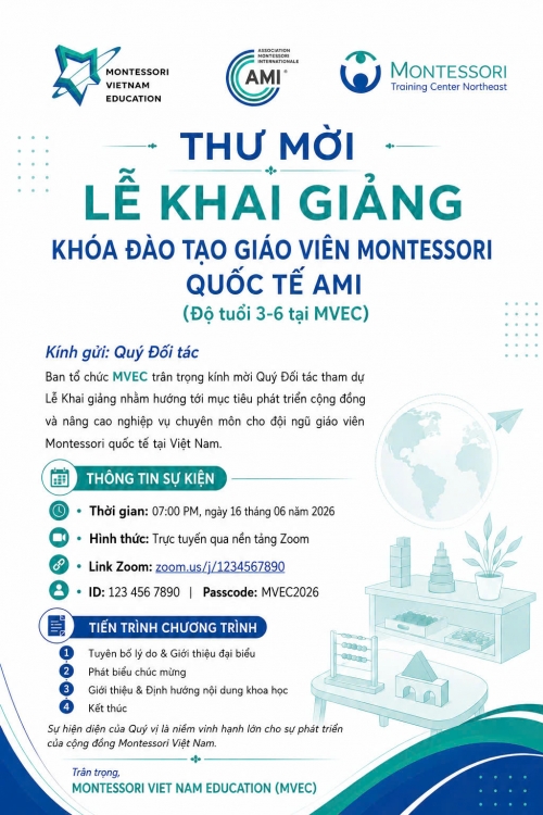 KHAI GIẢNG KHÓA GIÁO VIÊN MONTESSORI QUỐC TẾ AMI (3–6 TUỔI)